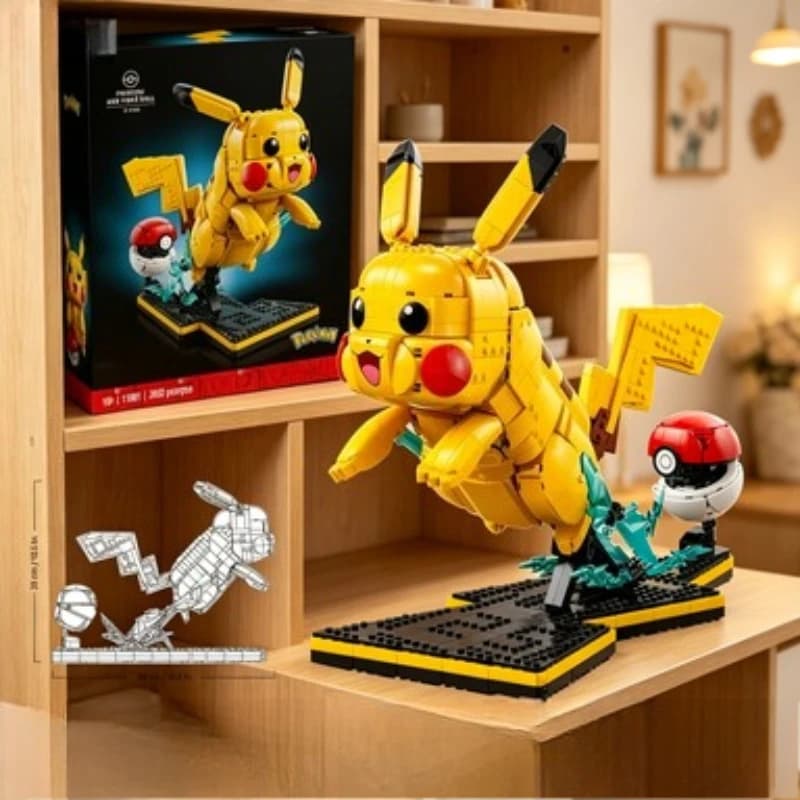 Bandai 75152 Pikachu Collectible Building Toy Party Favor Halloween Christmas Celebration Gift compatible with LEGO bricks