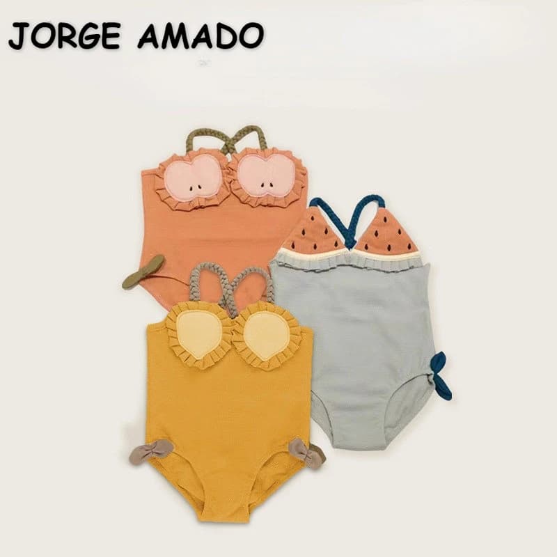 Ins Style Costumi da bagno per ragazza Limone Anguria Mela Carino forma di frutta Sling Costume da bagno per bambini Abbigliamento da spiaggia ad asciugatura rapida E3263