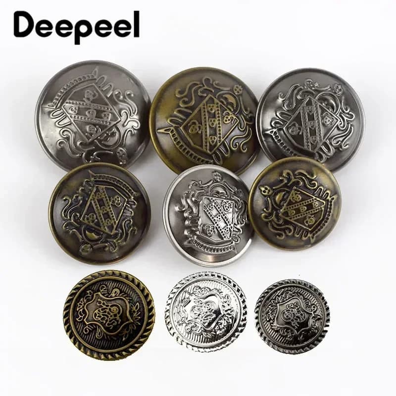 10Pcs 12-30mm Metal Button Retro Shank Flat Buttons Hollow Copper Buckles Shirt Coat Clothes Jeans Clasp DIY Sewing Accessories