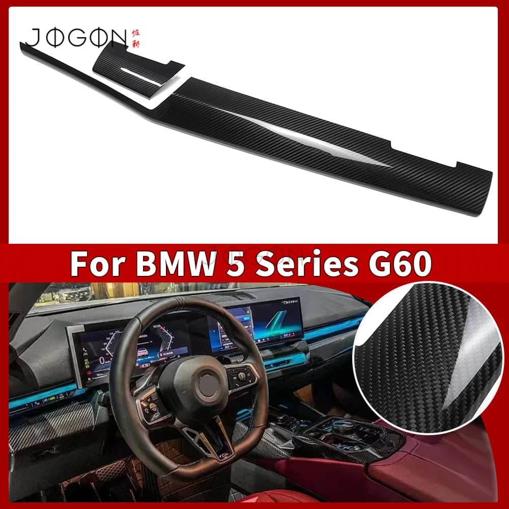 LHD RHD For BMW 5 Series G60 540i M60 i5 G68 G90 2024-2025 Front Dashboard Panel Strip Trim Real Carbon Fiber Stick-on