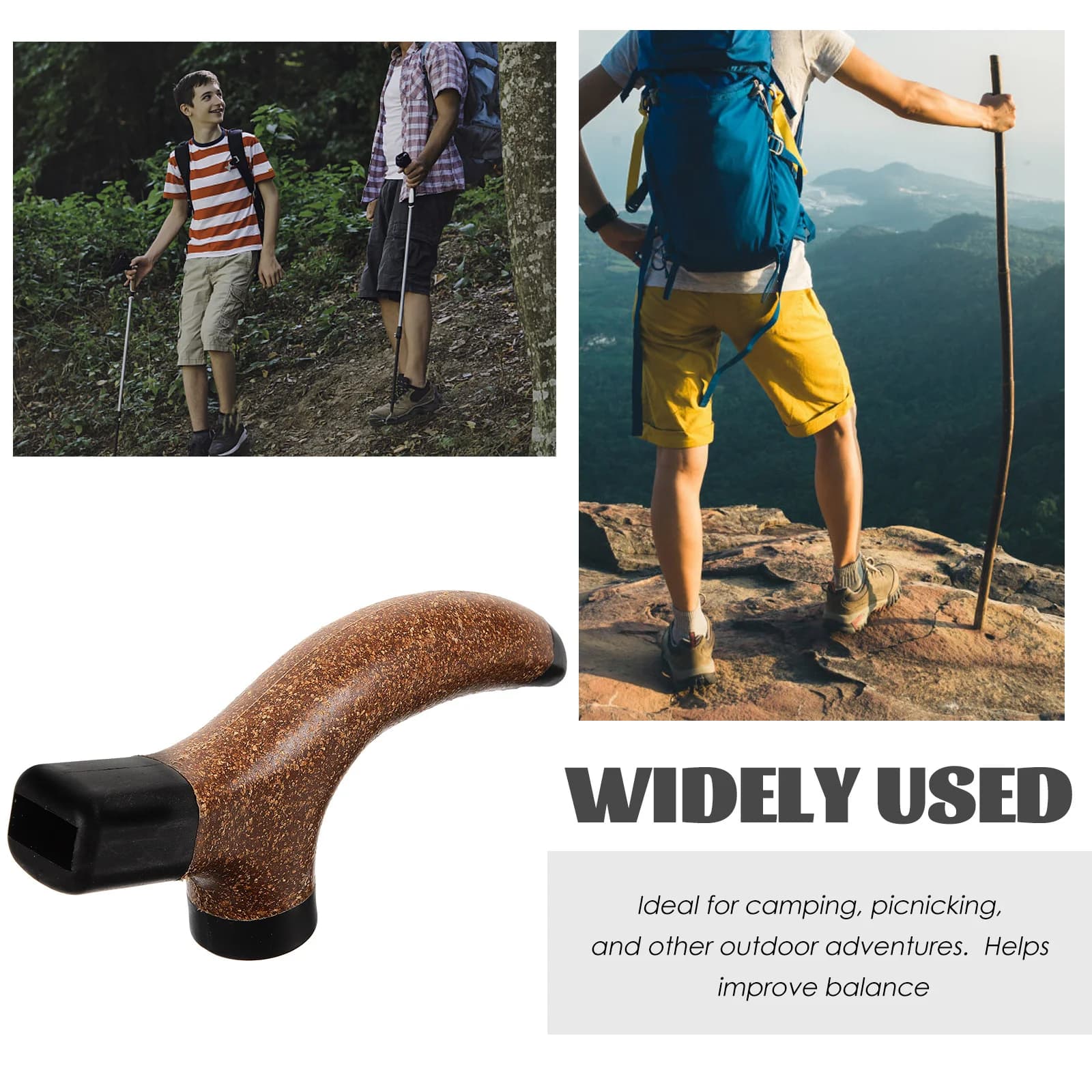 Replaceable Trekking Pole Handle Ergonomic Design Round Hiking Pole Grip for Outdoor Adventures Sturdy Stick Handle Grip