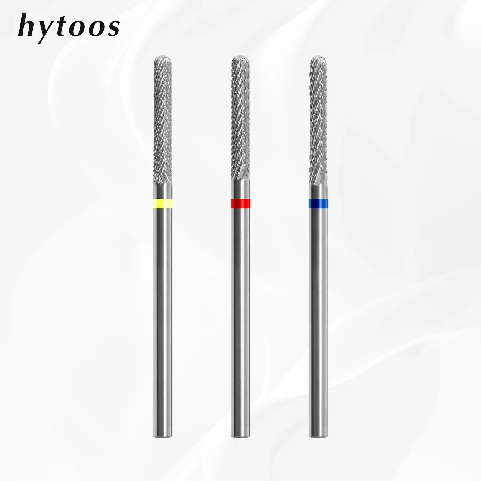 Punte da trapano per unghie in carburo con asta HYTOOS con punta per unghie pulita per cuticole rotonde superiori Rimuovi accessori per trapano in gel morbido