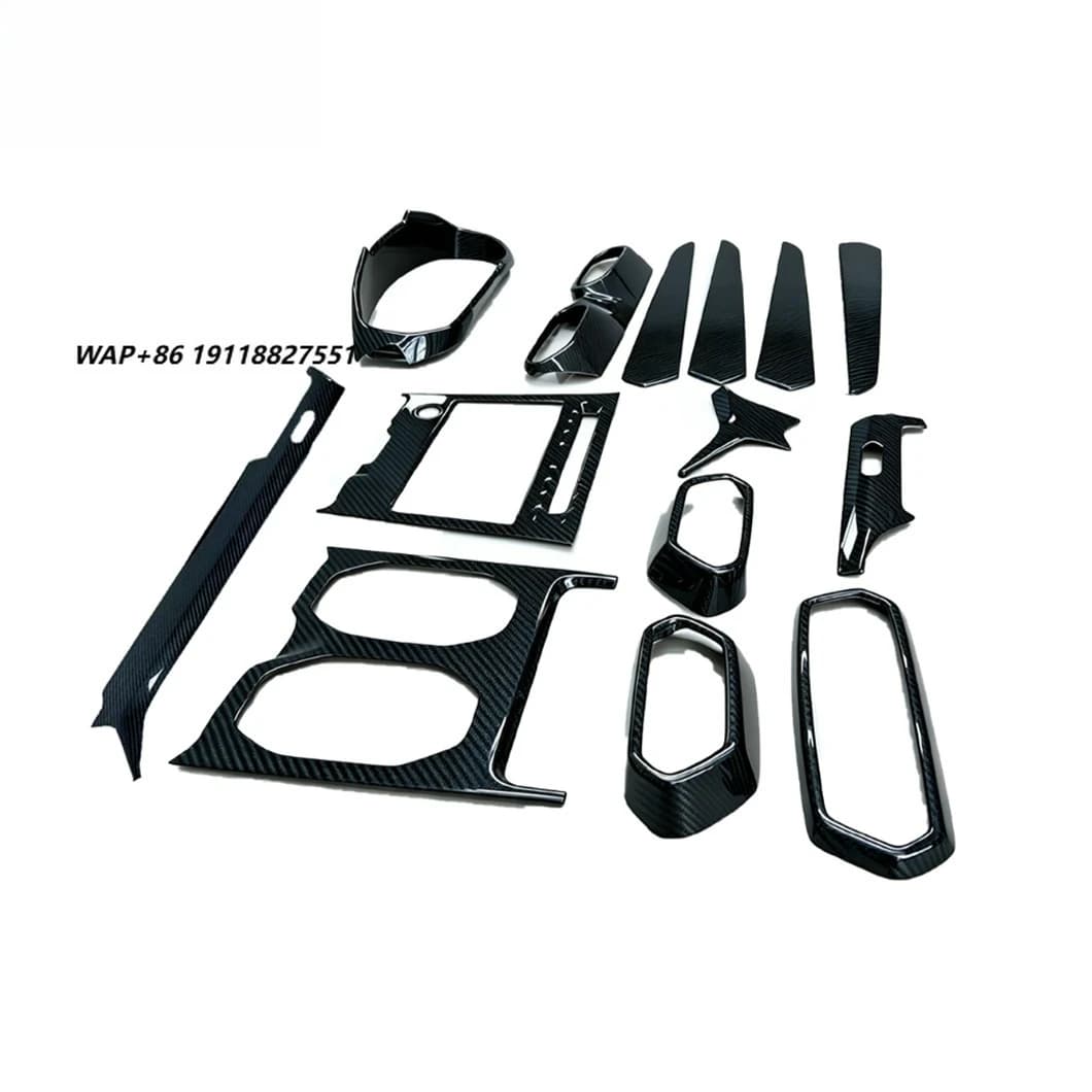 PU-Design Dry Carbon Fiber 14 Pcs Car Interior Door Trim Strip Center Console Cup Holder Panel for URUS Body Kit
