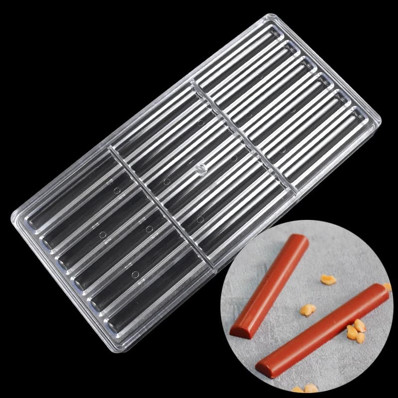 18 cavity polycarbonate PC mold for chocolate long sticks shape Candy Bonbons fusing Ice confectionery mold tools for bakery