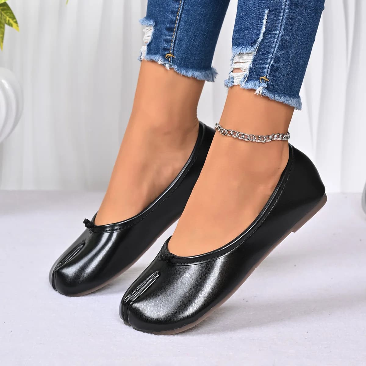 Mocassini Tabi da Donna in Morbida Pelle, Scarpe da Ballo Comode per Camminare, Casual, Primavera Autunno