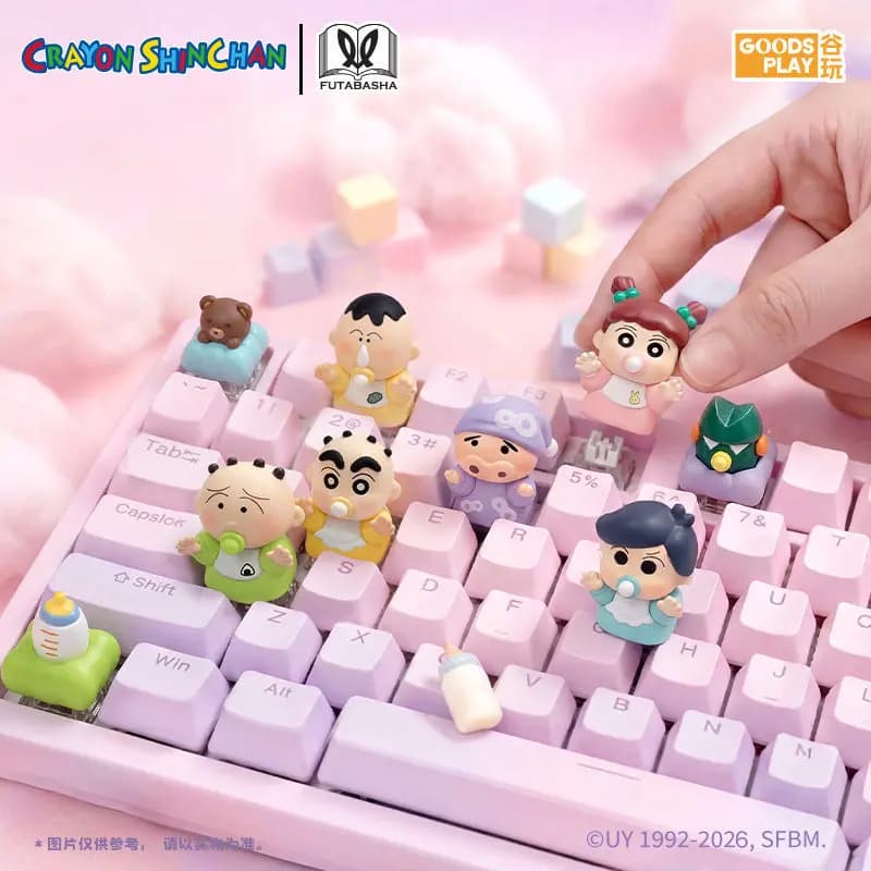 3D Crayon Shinchan Official Blind Box Keycap Hug Series Anime Peripheral Cross Axis Mechanical Keyboard Keycap Decorative Gift