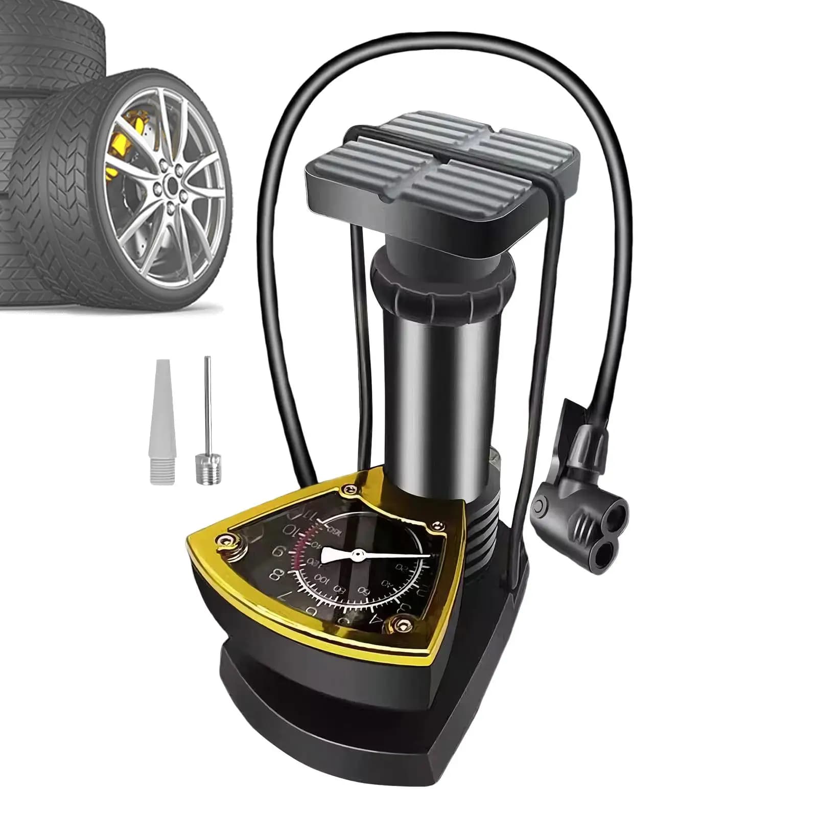 Pompa a pedale per bici leggera con manometro, gonfiatore portatile per pneumatici per auto 120PSI per giocattoli elettrici per bici SUV berlina moto