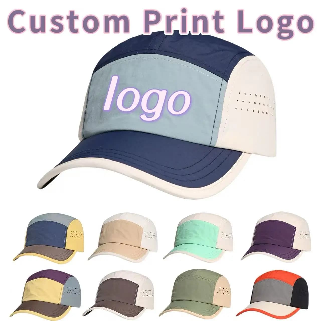 Customized Printed Logo Color Blocked Package Edge Quick Drying Baseball Cap Men's And Women's Casual Breathable Duck Tongue Hat