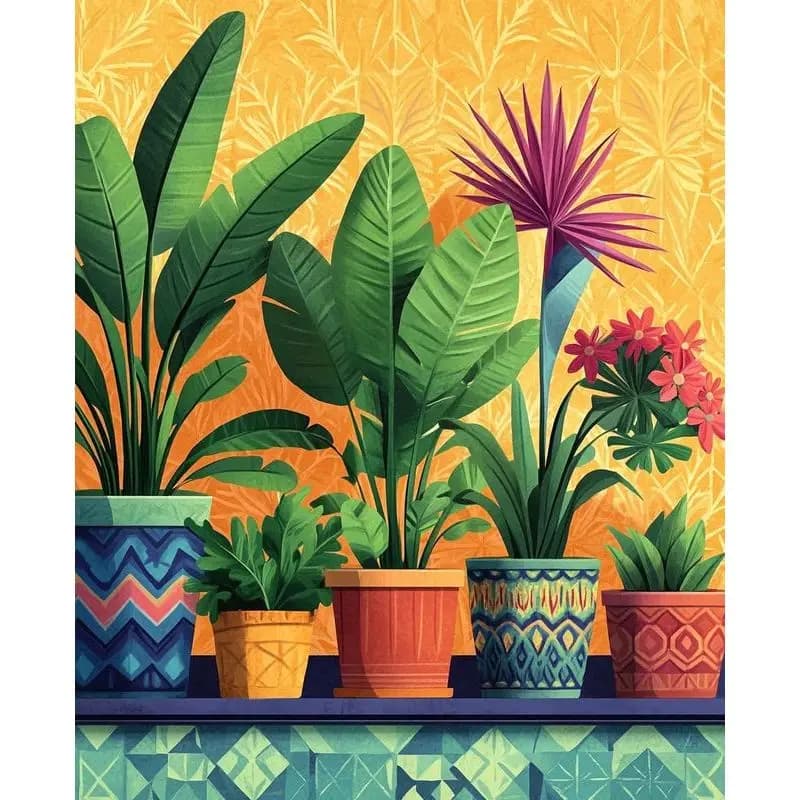 RUOPOTY Pianta in vaso adatta per principianti Pittura acrilica fai da te con i numeri Kit Set d'arte artigianale per decorazioni murali di casa e regali