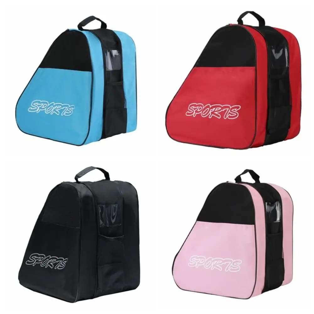 Borsa per pattini a rotelle di grande capacità Borsa per pattinaggio su ghiaccio in tessuto Oxford a 3 strati Borsa per trasporto traspirante Custodia per scarpe da pattinaggio Pattini in linea