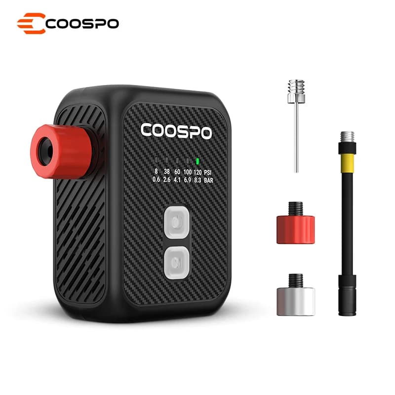 COOSPO AP-E1 Pompa Elettrica Portatile 120PSI per Bici MTB e da Strada, Accessori per Pneumatici Schrader e Presta