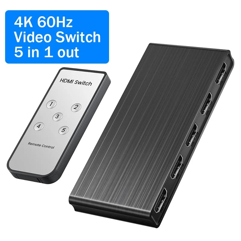 HDMI switch 4K @ 60Hz HDMI switcher 5 in 1 output Video selector 3x1 5x1 Hub with HDCP2.0 UHD 3D remote control for PS4 portable TV monitor