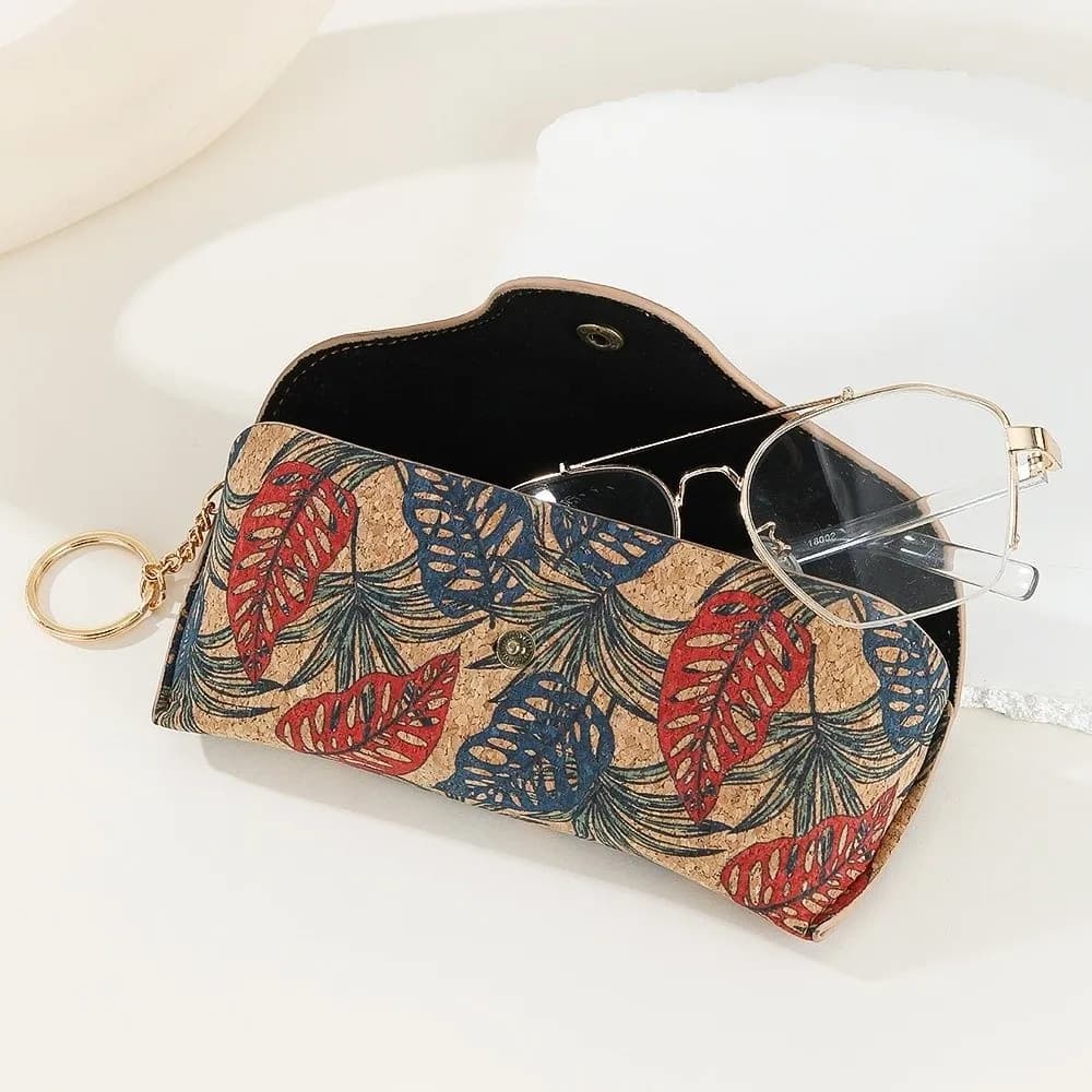 Portable Retro Print Eyeglasses Box Lightweight Buckle Keychain Sunglasses Case Pressure-Resistant Glasses Case Women