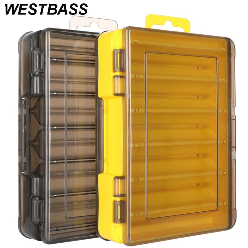 WESTBASS Fishing Accessories Box 14cm fisching Tackle Storage 10 scomparti Organizer multifunzione portatile doppio strato
