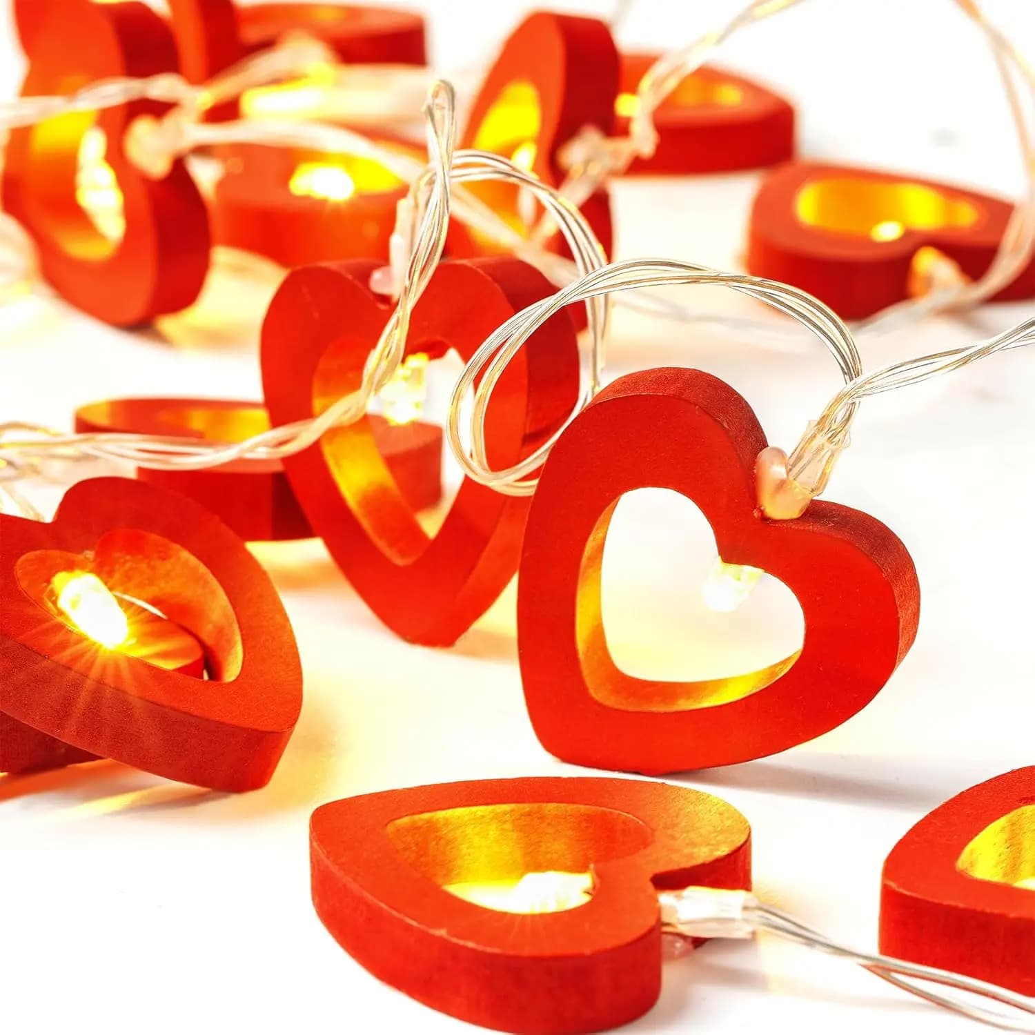 Stringa di luce a LED Fata Cuore di pesca Ghirlanda Lampada Camera da letto Giardino Compleanno San Valentino Decorazione festa di nozze Stringa di luci