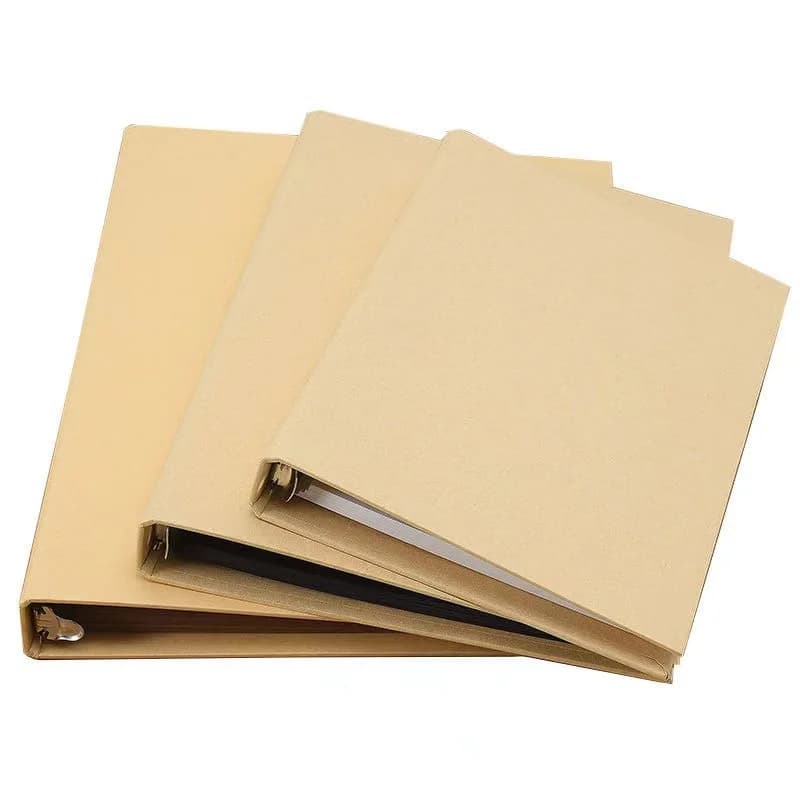 Raccoglitore ad anelli rotondo a 4 fori con copertina rigida in carta kraft A4 vuota, raccoglitore a fogli mobili, cartella, copertina per file, organizzatore, pianificatore, ufficio