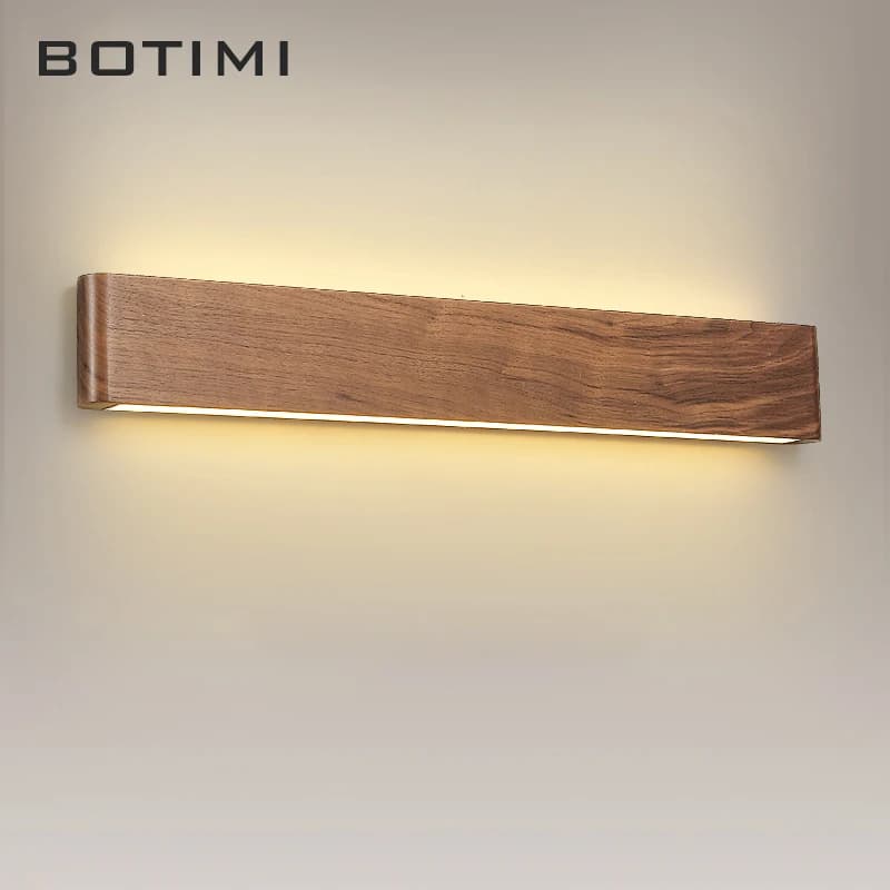 BOTIMI lampada da parete moderna in legno di noce per camera da letto comodino applique da parete nordica sfondo parete corridoio luci apparecchio di lettura in legno