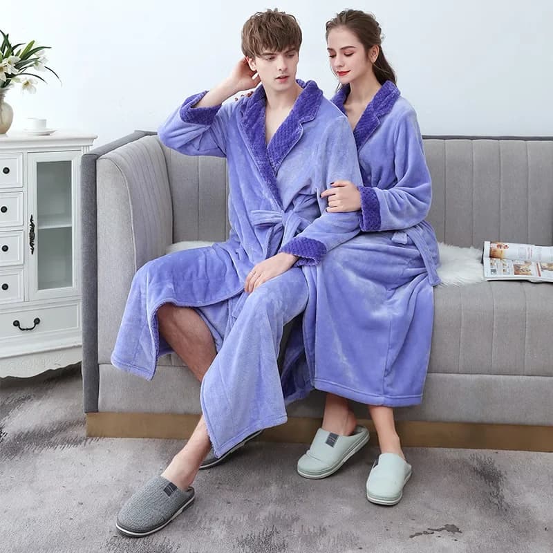 Hot night garments Kimono Bathrobe Dress thickened in loose coral fleece Homewear Winter pair Flannel Bathrobe Pigiama