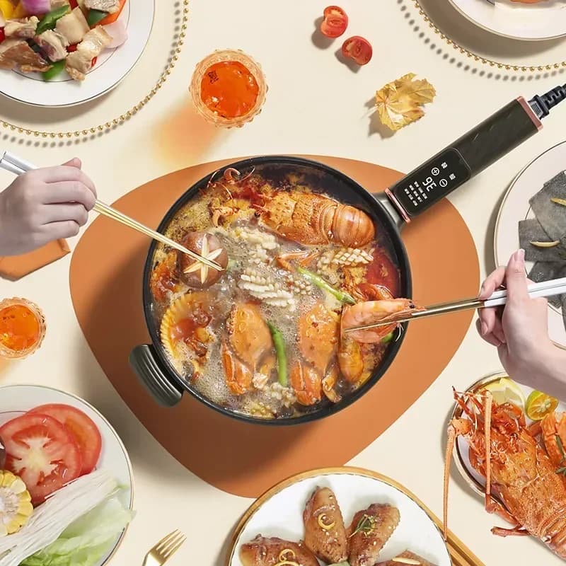 padella elettrica per uso domestico nuova pentola elettrica antiaderente per noodle elettrica integrata multifunzionale per dormitorio