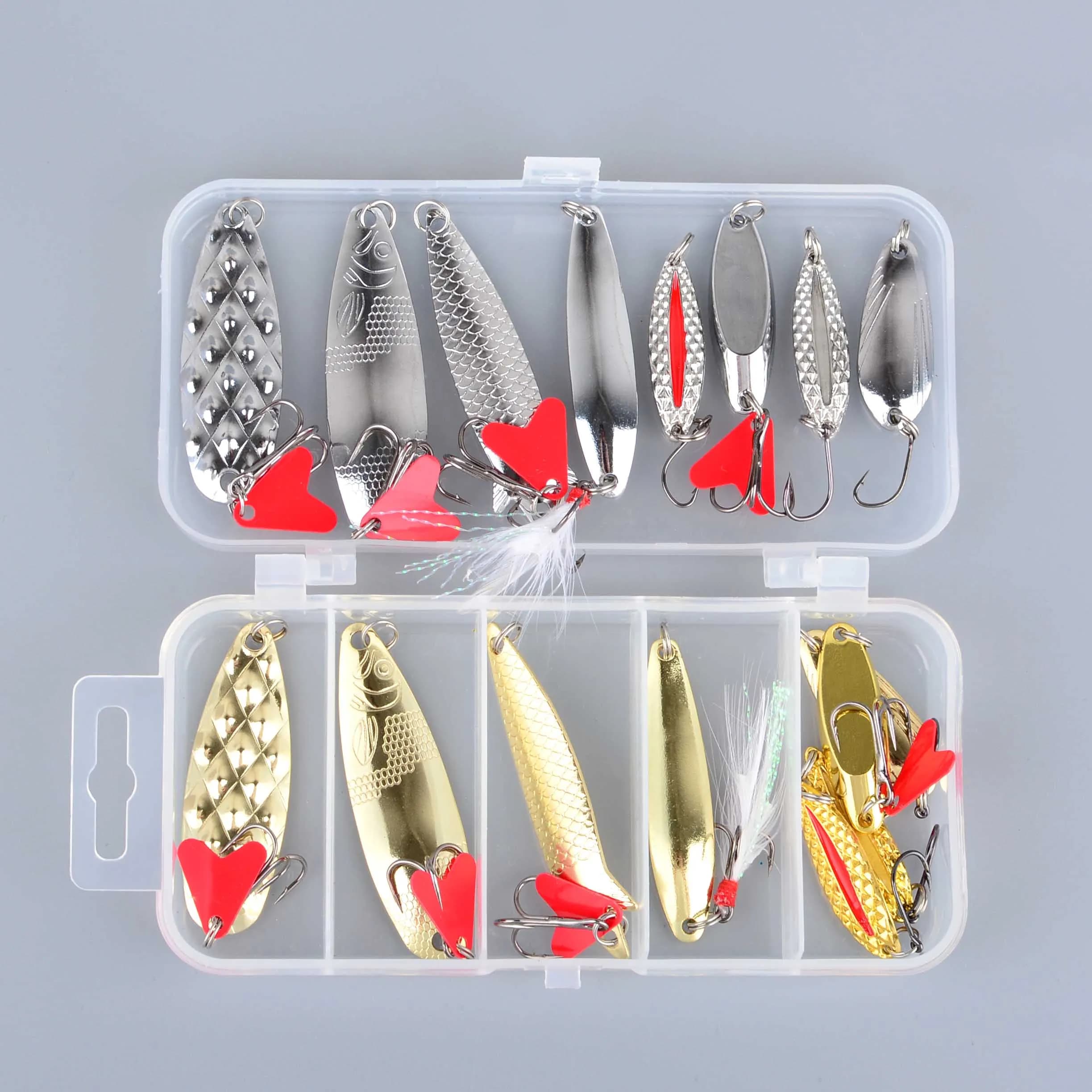16 Pz/box Metal Jig Cucchiaio Fishing Richiamo Set Wobblers Kit Luccio Cucchiaio Esca Fishing Equipment Fishing Artificial Isca