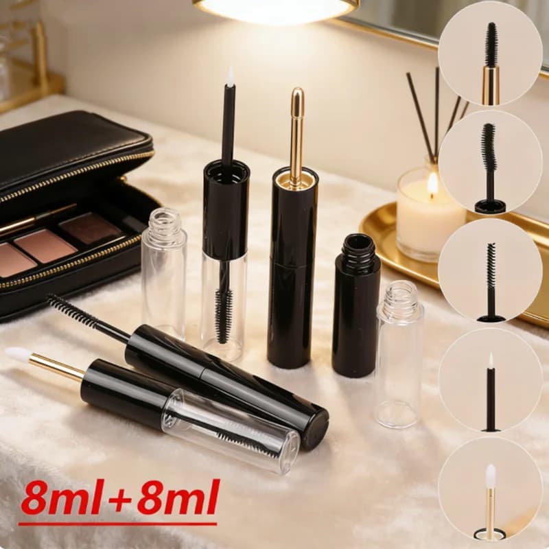Fai-da-Te Rechargeable Makeup Tubes - Double Sided Vacuum Containers for Creams and Liquids, for Mascara, Lip Balm, Includes 2 Applicators