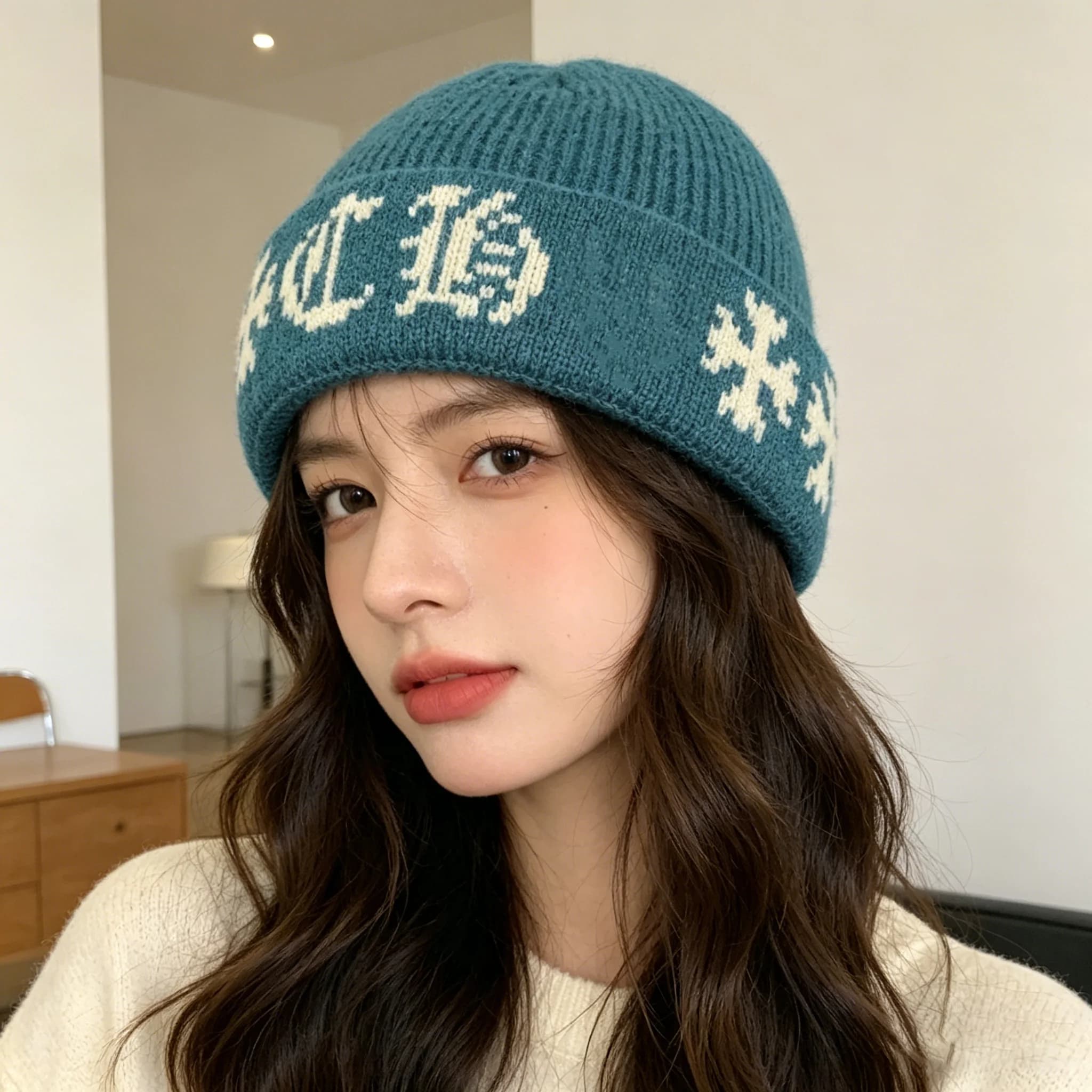 Copricapo unisex alla moda streetwear, berretto in maglia nero, cappello invernale caldo con motivo a croce gotica, berretto in maglia morbida ed elastica 1 pezzo