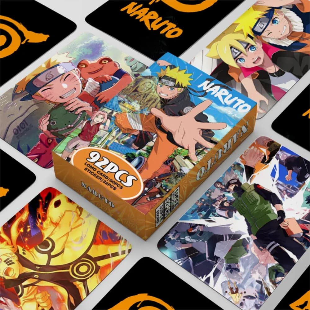 Naruto 92PCS Lomo Card Set Anime Photo Cards with 32 Stickers for Scrapbook Journal Album Desk Decor Collection Gifts Toys