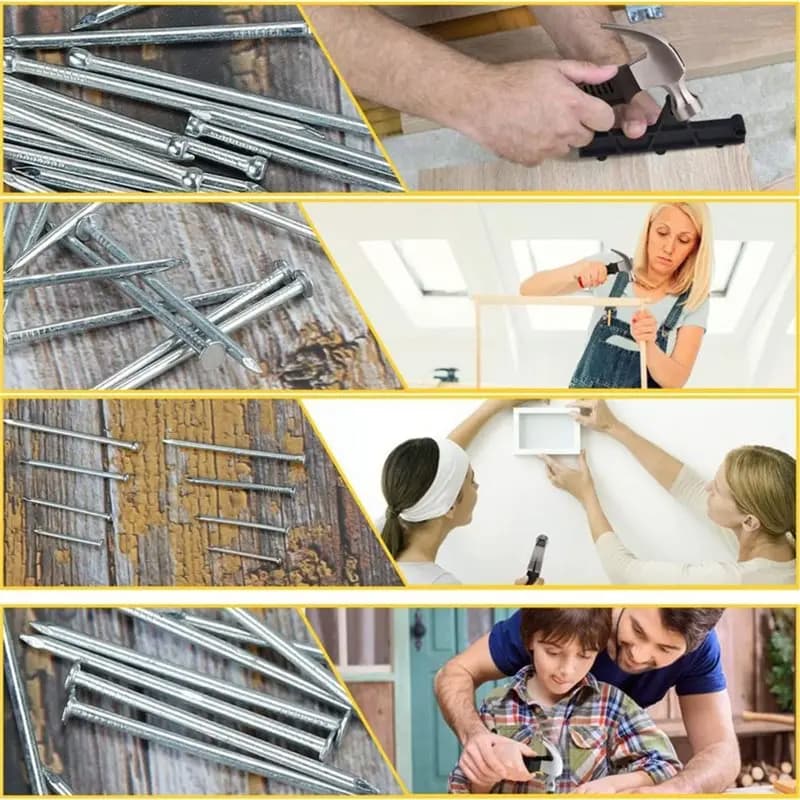 Kit assortito di chiodi LLCS-700 pezzi e martello da 8 once, piccolo martello per appendere decorazioni da parete, cornici per quadri