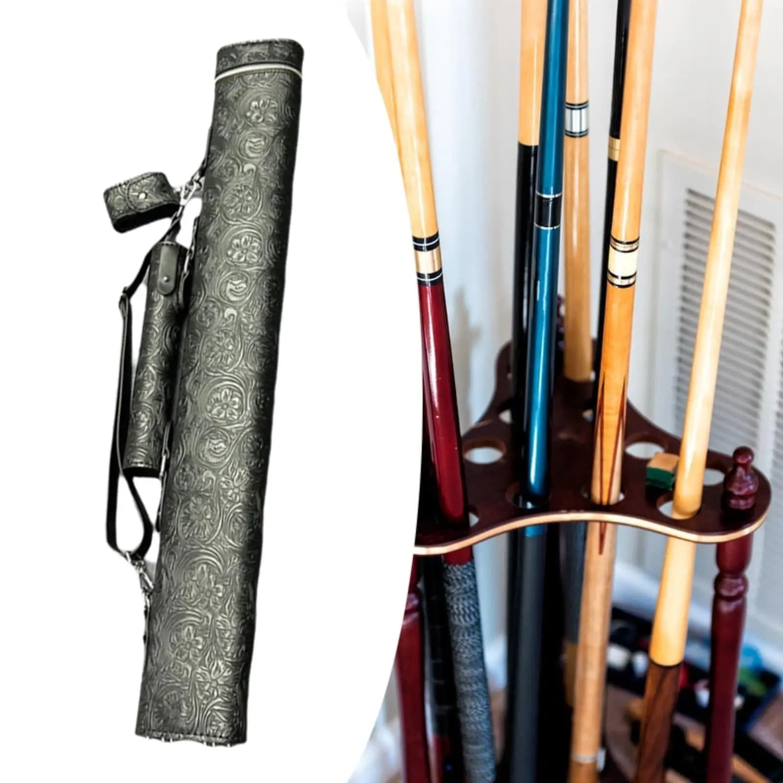 Custodia per Stecca da Biliardo in Pelle PU, Porta Accessori per Stecche da Snooker, per Allenamento e Gioco