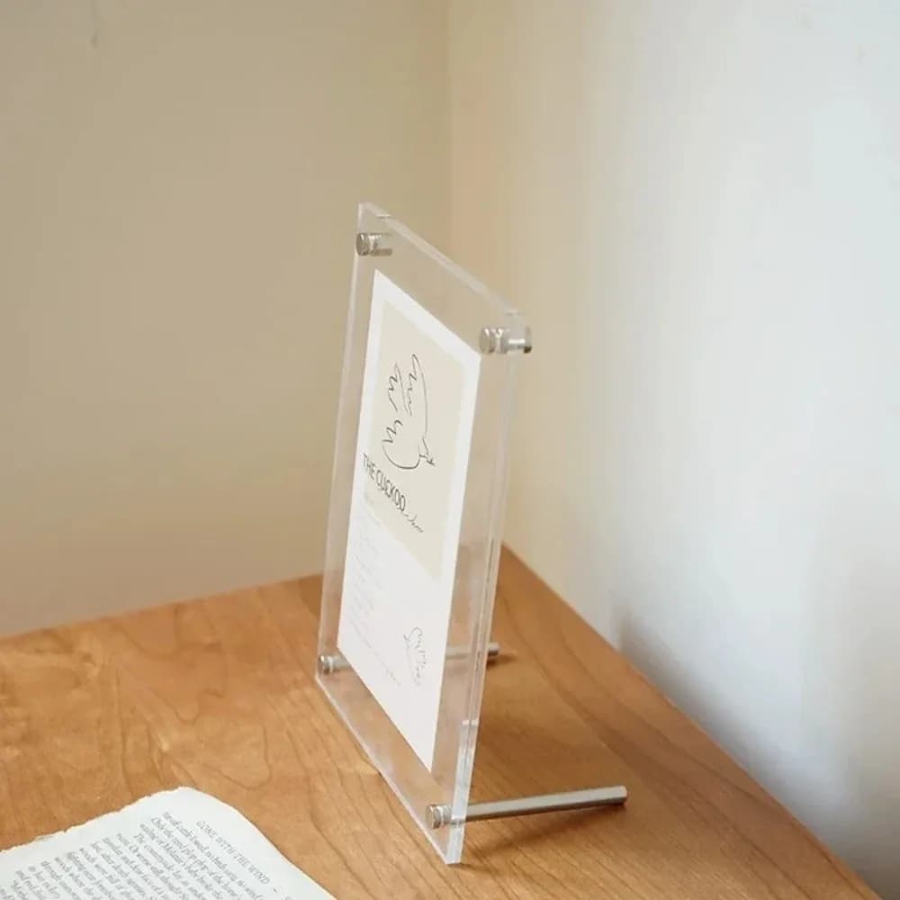 New Transparent Acrylic Photo Frame Tilted Design Modern Photocard Display Stand Clear Picture Frame Home Decor