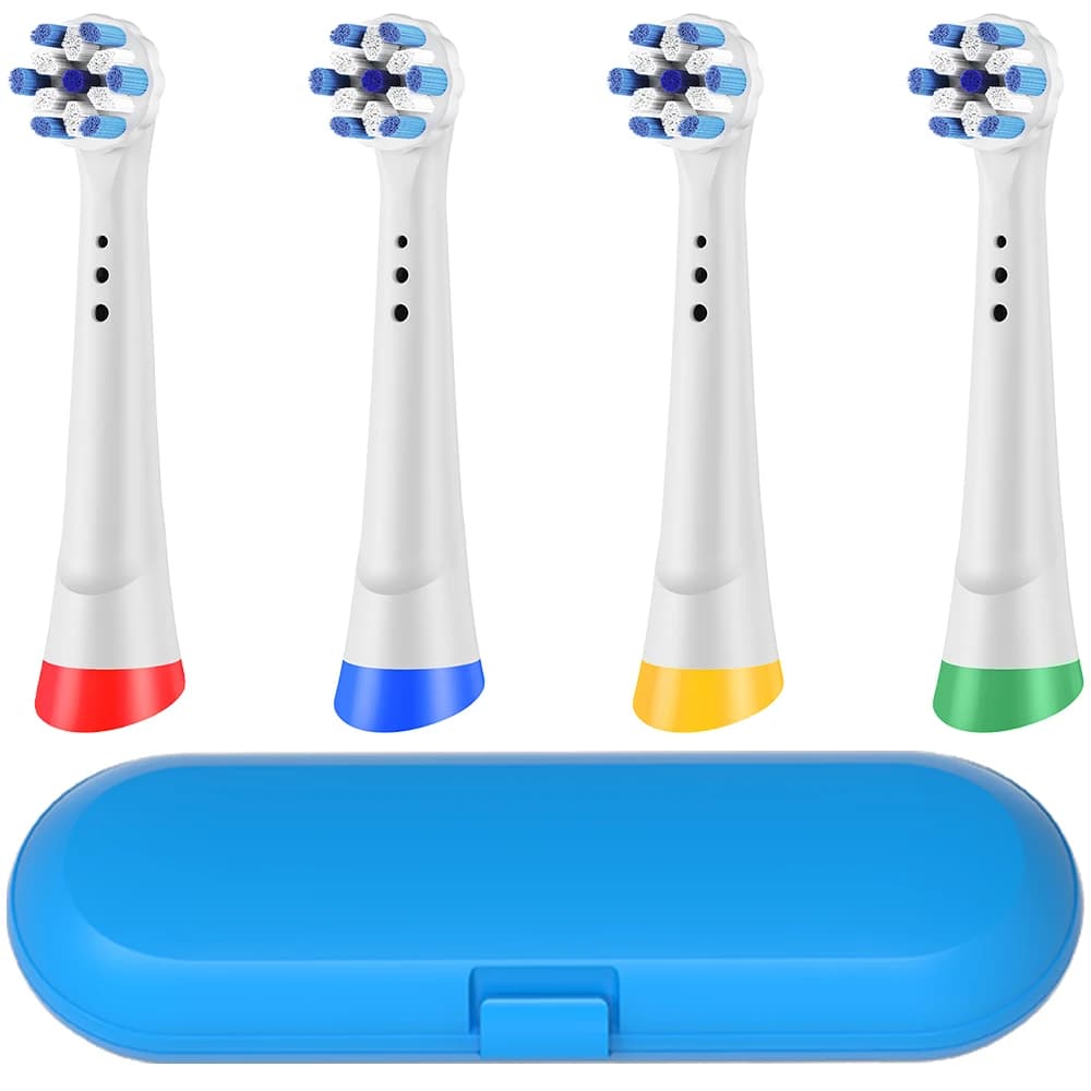 Spare heads and travel case for toothbrush, compatible with Oral B iO 2/3/4/5/6/8/9/10 electric brushes