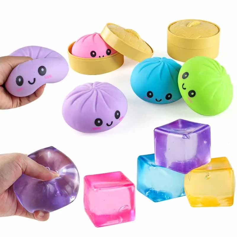 Cubo Trasparente Antistress a Forma di Raviolo, Giocattolo Sensoriale a Lenta Risposta, Regalo di Compleanno per Bambini