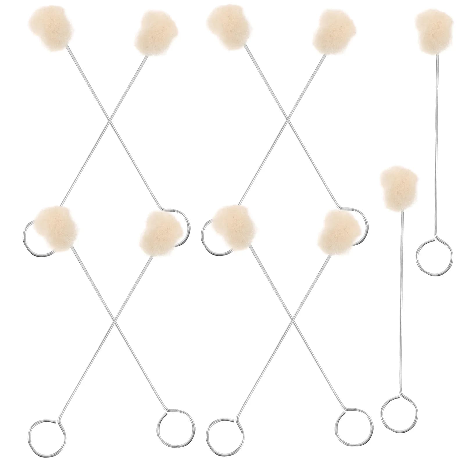 10Pcs Wool Ball Brush Metal Handle Easy Use for Dye Stain Shoe Edge Tool Broad Smooth Coating Wool Daubers