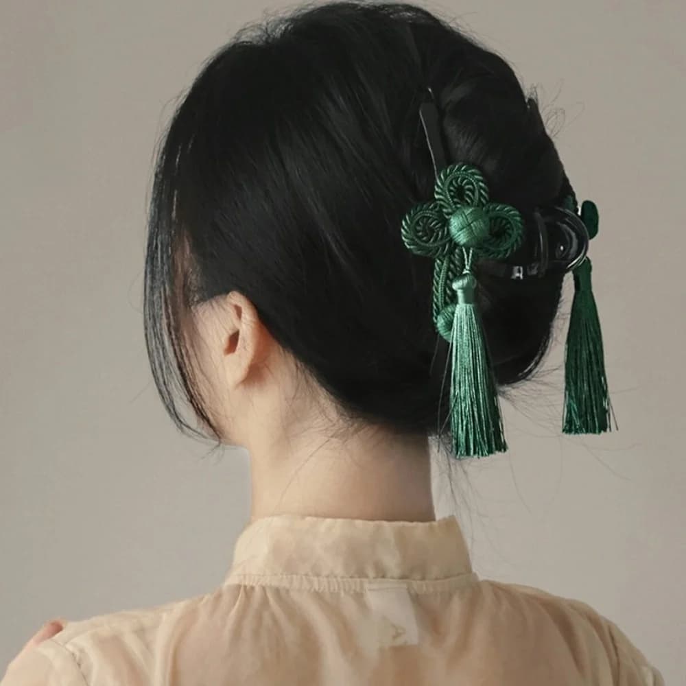 New Elegant Cheongsam Style Hair Clip with Nappa, Dignified Accessories for Hanfu Hairstyles, Traditional Hair Clips for Braided Hair Clips, Wedding Hair Clips