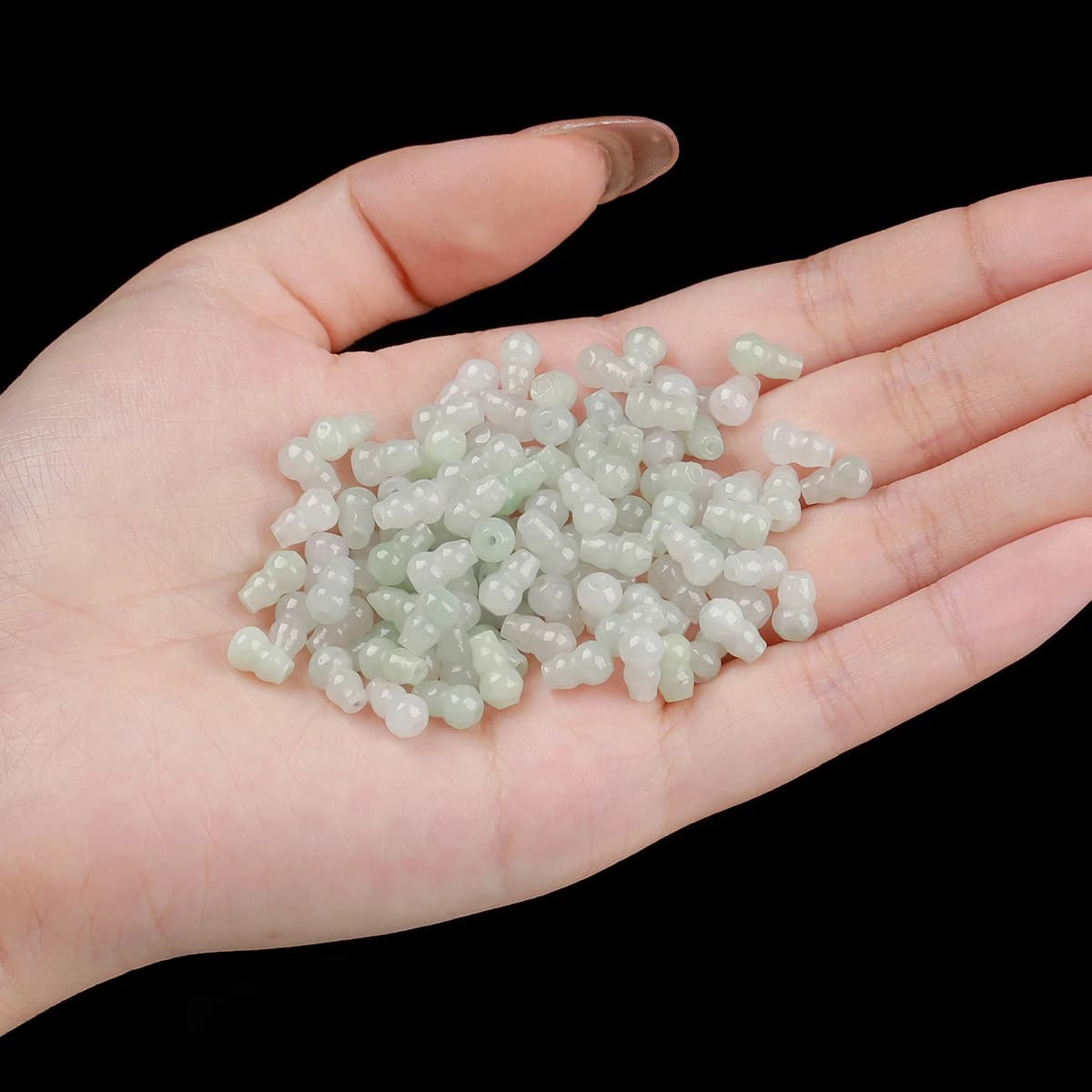 JD Grade A Natural Burmese Jadeite Carved Gourd Loose Spacer Beads for DIY Bracelet Necklace Earring Jewelry Making Supplies