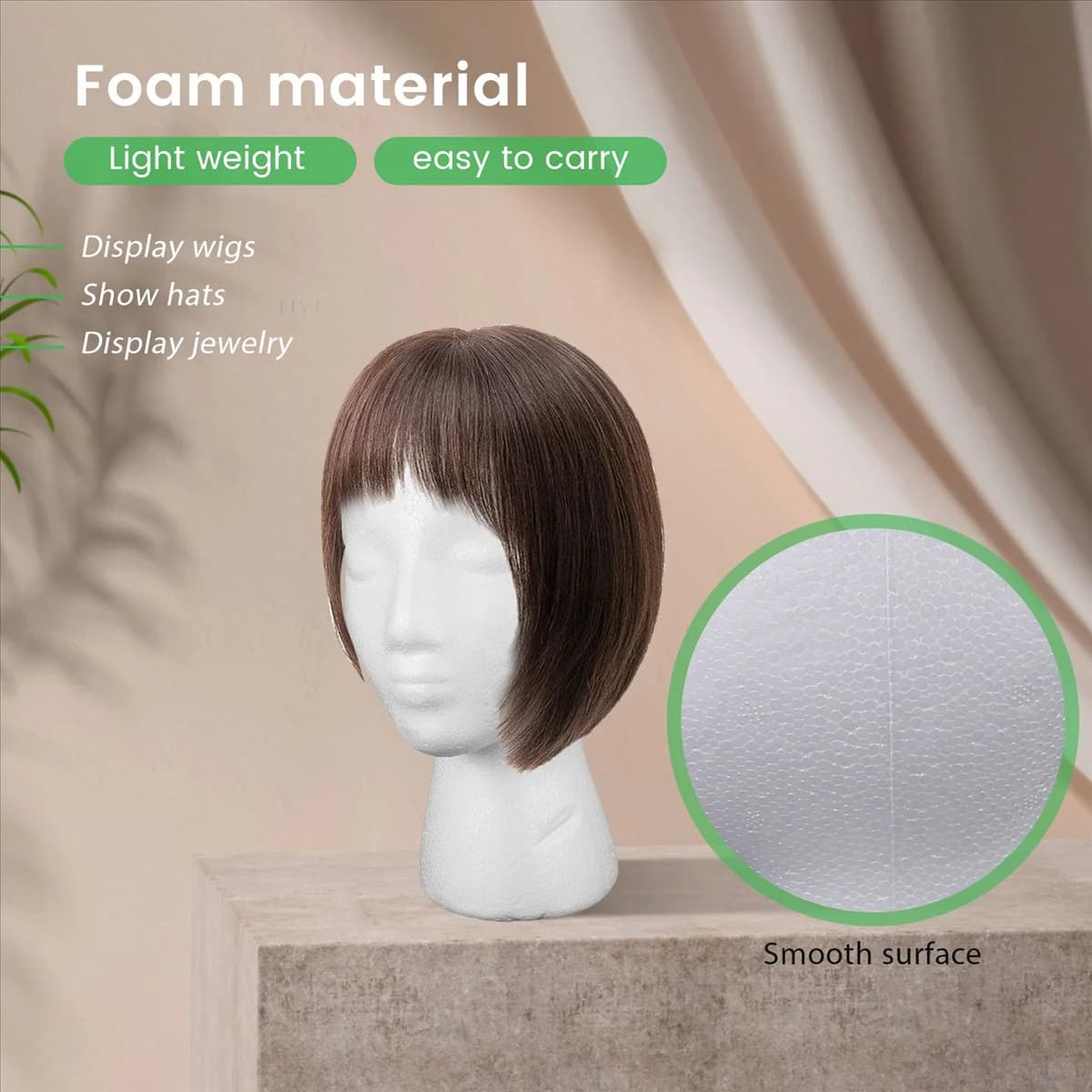 LLXA Foam Mannequin Wig Head Display Hat Cap Wig Holder White Foam Head
