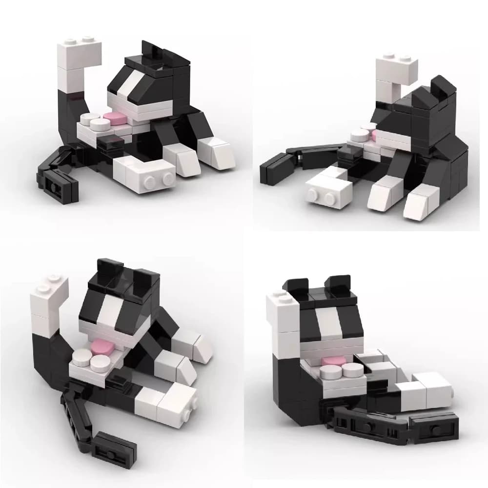60 pz/set gatto figires modello serie animali blocchi di costruzione modello di assemblaggio fai da te giocattoli educativi per bambini ornamenti per il desktop