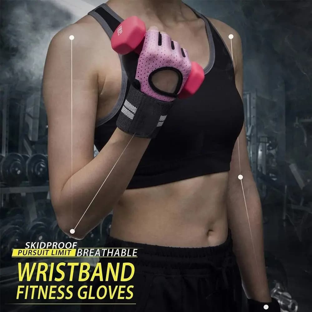 1 pair with wrist support, gym gloves, fitness, breathable, anti-slip, for exercises, wrist gloves, weight lifting equipment