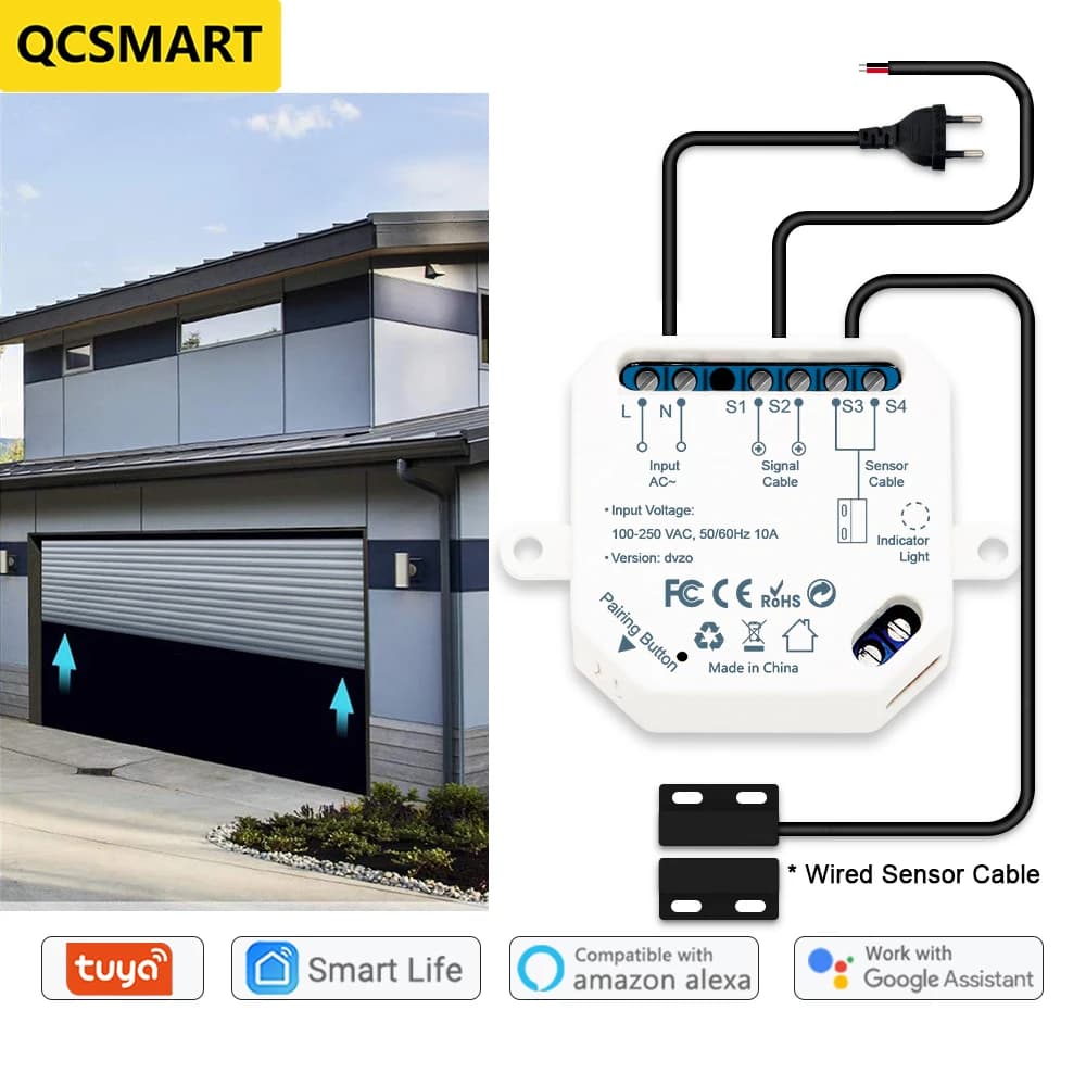Controller per apertura sensore porta garage Interruttore WiFi remoto Avviso app Tuya Smart Life Funziona con Google Home Alexa Home Automation