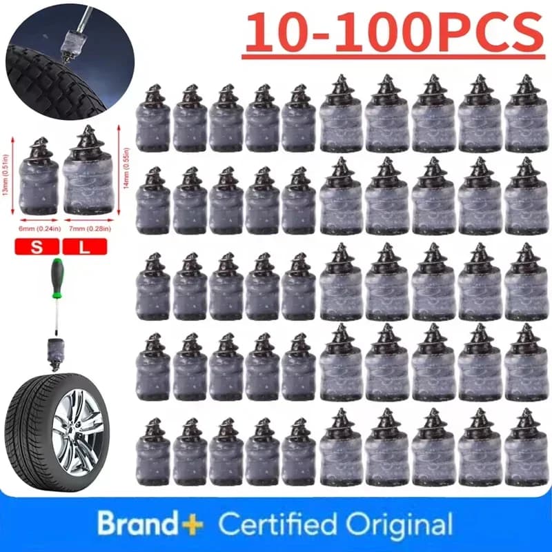 Chiodo per Riparazione Pneumatici Auto, Moto, Scooter, Bici, Accessorio in Gomma e Metallo per Riparazione Forature su Pneumatici Tubeless