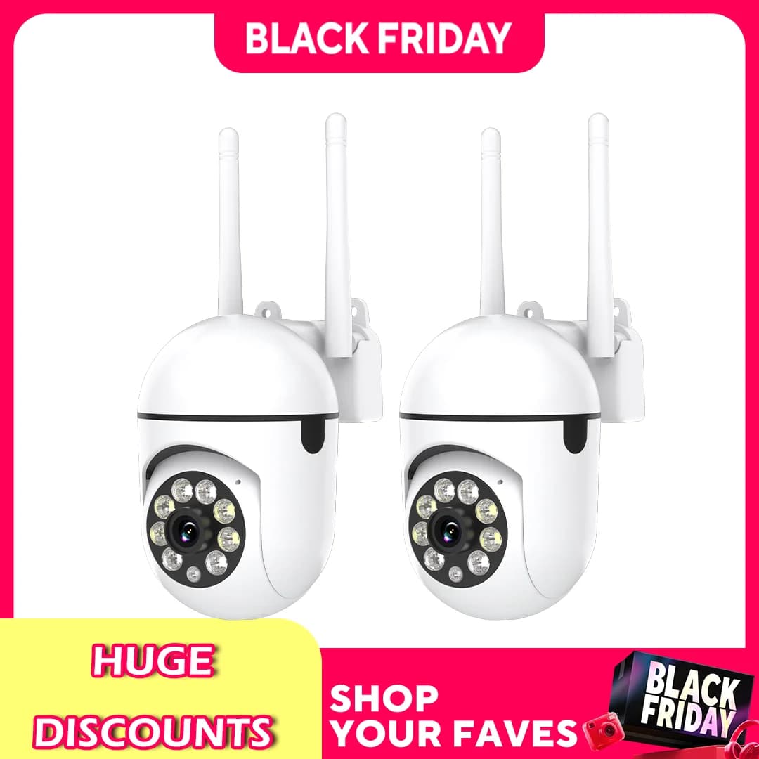 Telecamera di sicurezza WiFi wireless da 2 pezzi, 8 MP HD, per interni/esterni, visione notturna a colori, audio bidirezionale, 360 ° Pan/Tilt/Zoom
