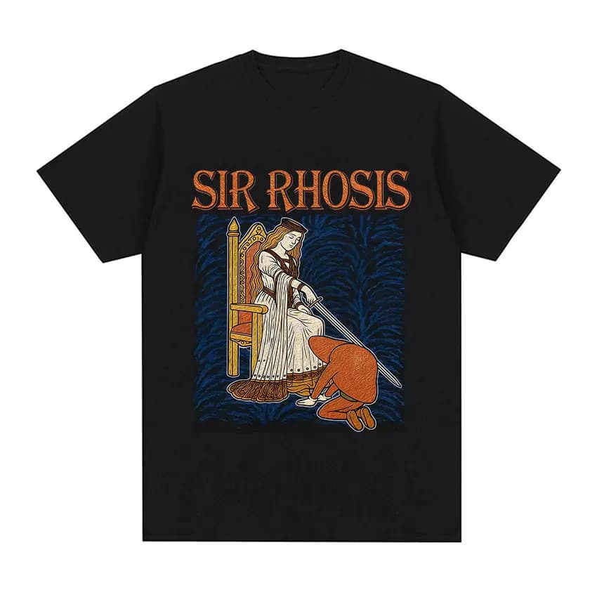 T-shirt medievale Sir Rhosis T-shirt grafica divertente Drunk Knight Meme Uomo Donna Moda oversize 100_ Camicia a maniche corte in cotone