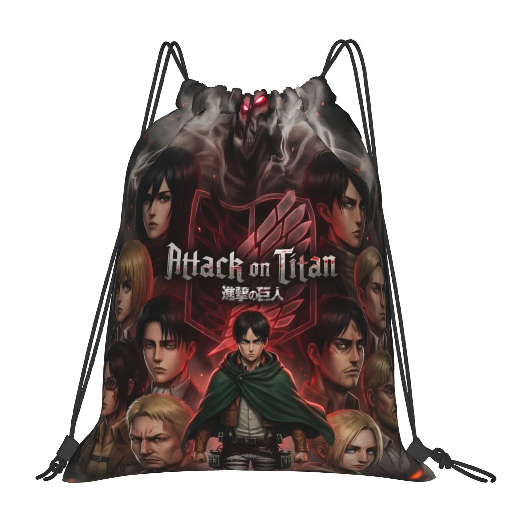 Custom Attacks on Titans Drawstring Bags Men Women Lightweight Anime Comic Film Sports Gym Storage Backpack