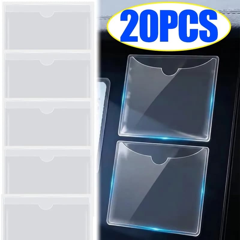 Porta Biglietti Autoadesivo per Finestrino Auto, Custodia Trasparente in PVC per Permesso di Parcheggio, Porta Disco Tassa, Organizzatore per Etichette e Carte, Accessori