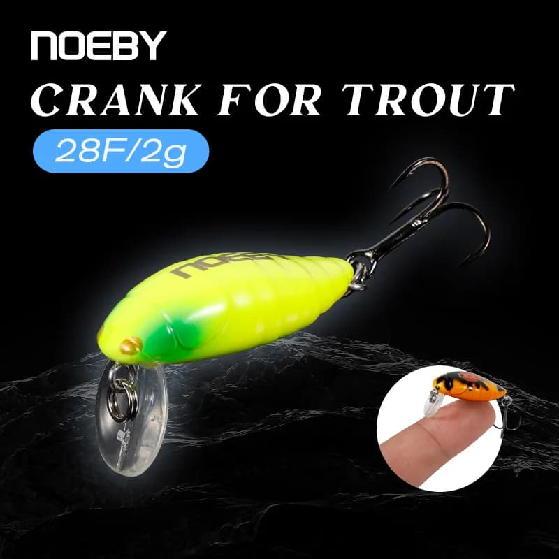 NOEBY Esca da Pesca a Forma di Insetto 28mm 2g, Crankbait Galleggiante Senza Labbro, Esca Artificiale Rigida per Luccio e Trota