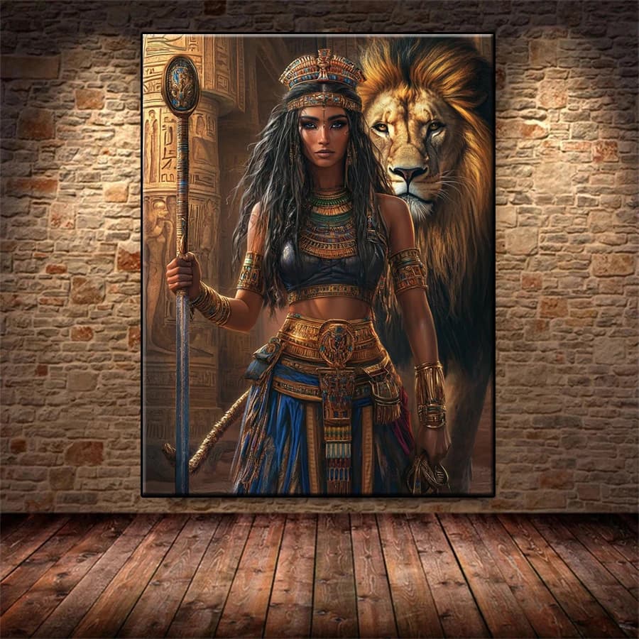 Diamond Embroidery Kit New Ancient Egyptian Women Animals Lions Full Diamond Mosaic Art Painting Cross Stitch Wall Decor