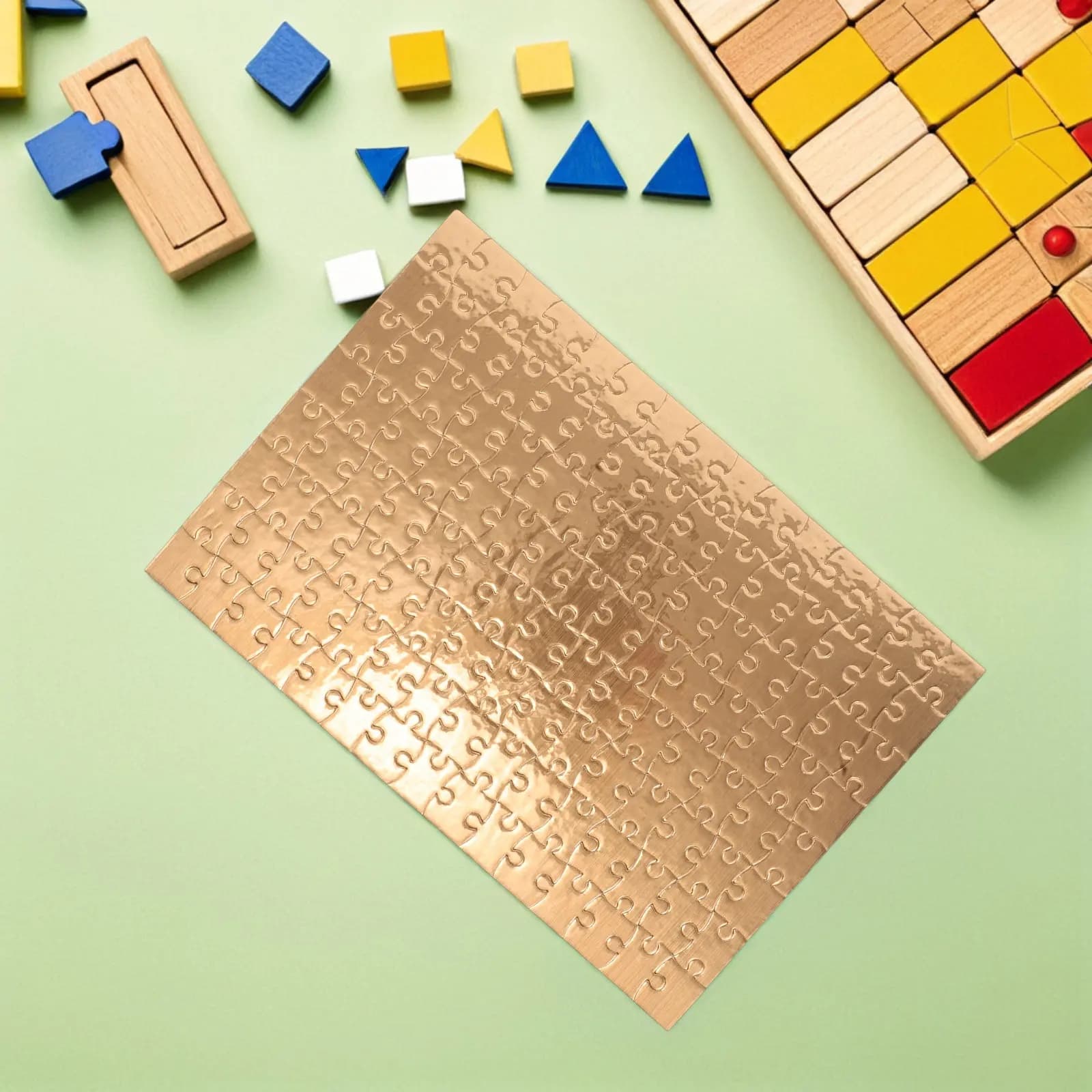 Kids Blank Jigsaw Puzzle 4 Sets Gold Border DIY Drawing Sublimation Creative Coloring Craft Activity