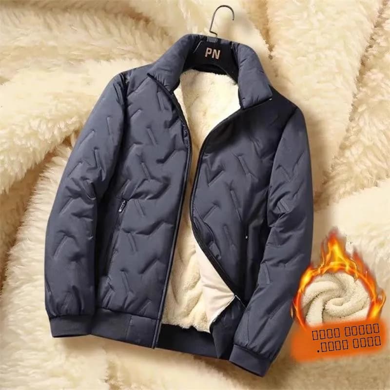 Men's Winter Thickened Fleece Lined Work Jacket Zipper Sheepskin Cotton Coat Durable Stain Resistant for Job Outdoor Activities