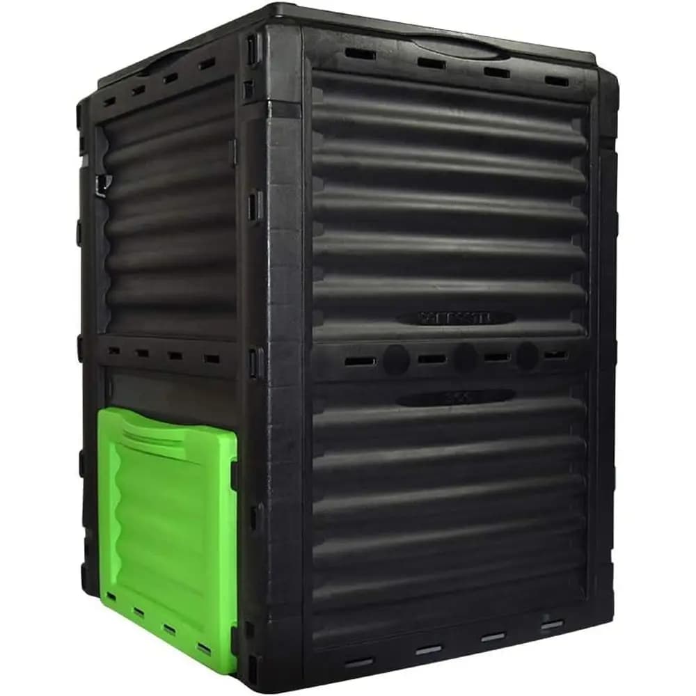Composter Statico Grande da 300L (80 Galloni) - Composter per Rifiuti da Esterno Verde Foresta con Sistema di Aerazione Efficiente e Facile Accesso