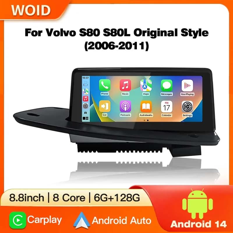 Android 14 Carplay Auto Radio Multimedia Reader Car Style Screen Original For Volvo S80 V70 XC70 2006-2011 DSP GPS Stereo BT